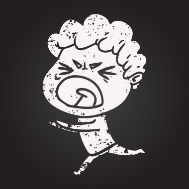 Bir insan tarafından çizilmiş karatahta karikatür öfkeli adam