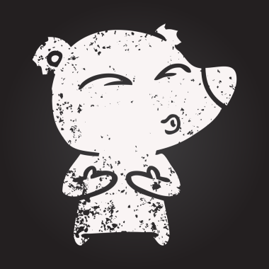 Bir insan tarafından çizilmiş kara tahta tebeşir, ıslık çalan ayı.