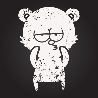 Karatahta tebeşir sıkılmış ayı çizgi filmi bir insan tarafından çizilmiş.