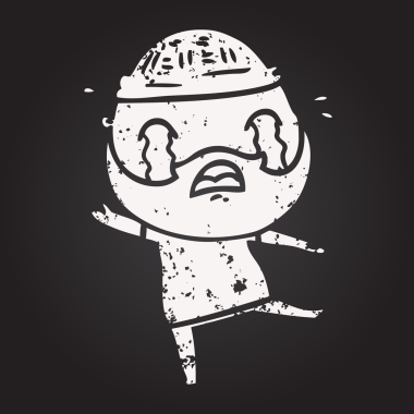 Karatahta tebeşirli sakallı adam bir insan tarafından çizilmiş ağlıyor.