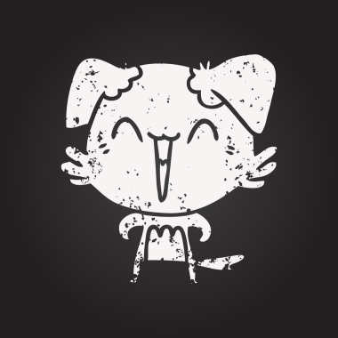 Bir insan tarafından çizilmiş küçük mutlu köpek çizgi filmi.