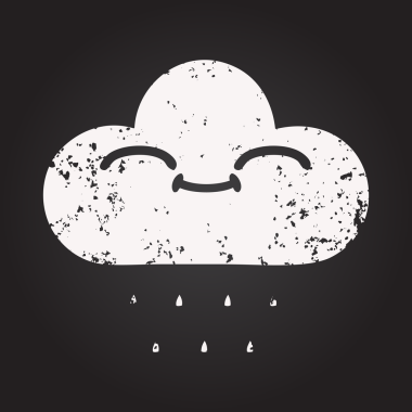 Kara tahta tebeşir, bir insan tarafından çizilmiş yağmur bulutunun karikatürü.