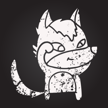 Bir insan tarafından çizilmiş kara tahta dostu çizgi film kurdu.