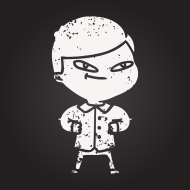 blackboard chalk cartoon confident man drawn by a human
