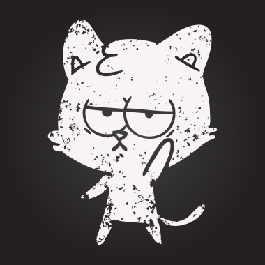 Karatahta tebeşir sıkılmış çizgi film kedisi Bir insan tarafından çizildi