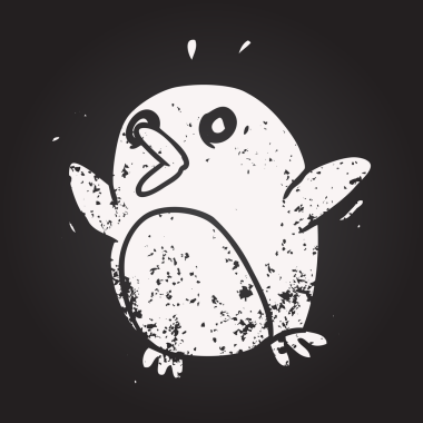 Bir insan tarafından çizilmiş korkmuş bir penguenin karatahta çizimi