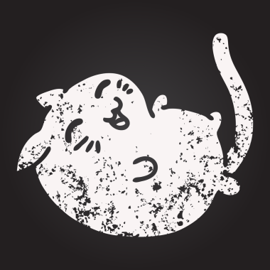 Sevimli, mutlu bir kedinin karatahta karalaması bir insan tarafından çizilmiş.