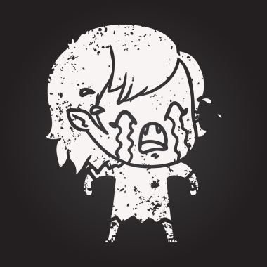 Bir insan tarafından çizilmiş ağlayan vampir kız karikatürü.