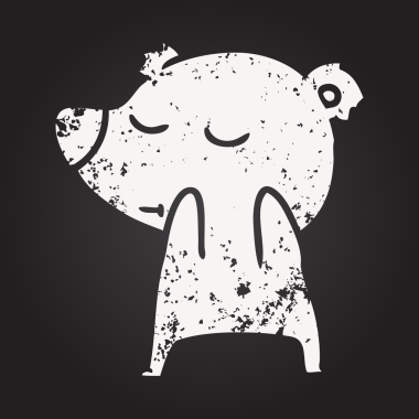 Bir insan tarafından çizilmiş kara tahta tebeşir mutlu çizgi film ayısı.