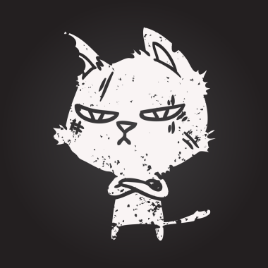 Tahta tebeşir sert çizgi film kedisi Bir insan tarafından çizilmiş