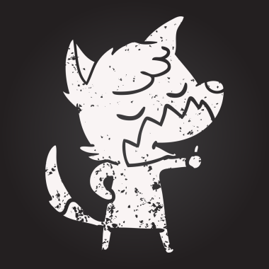 Kara tahta dostu çizgi film tilkisi bir insan tarafından çizilmiş işaret veriyor.