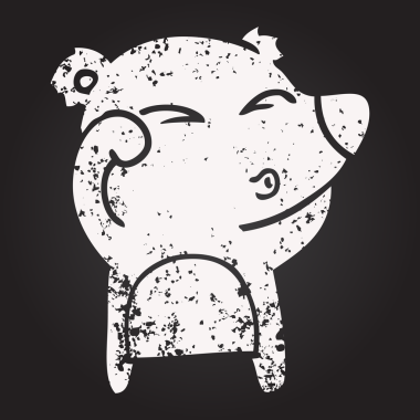 Karatahta tebeşir çizgi filmi. Yorgun ayı, insan tarafından çizilmiş gözleri.