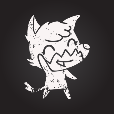 Bir insan tarafından çizilmiş karatahta tebeşirli mutlu tilki