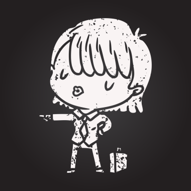 Verimli bir iş kadınının karatahta çizimi. Bir insan tarafından çizilmiş emirler.