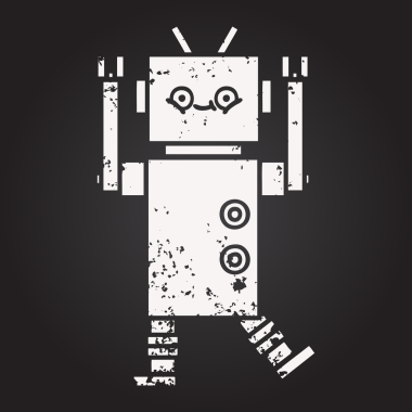 Bir insan tarafından çizilmiş bir robotun karikatürü.