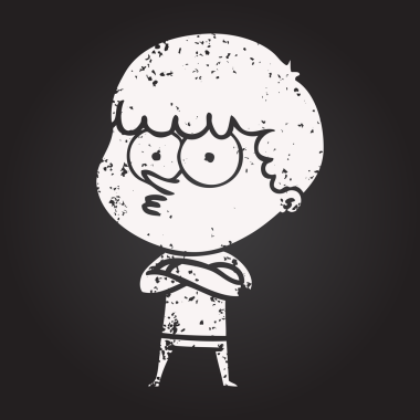 Karatahta tebeşir çizgi filmi Bir insan tarafından çizilmiş meraklı çocuk