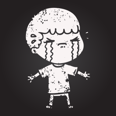 Karatahta tebeşirci bir insan tarafından çizilmiş ağlayan adam.