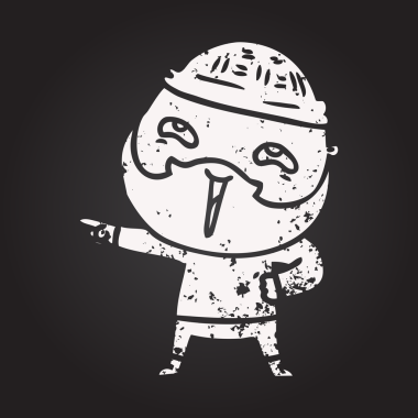 Kara tahta tebeşirle çizilmiş mutlu sakallı adam bir insan tarafından çizilmiş.