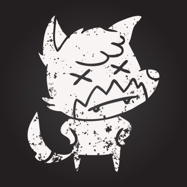 Bir insan tarafından çizilmiş karatahta karikatür ölü tilki