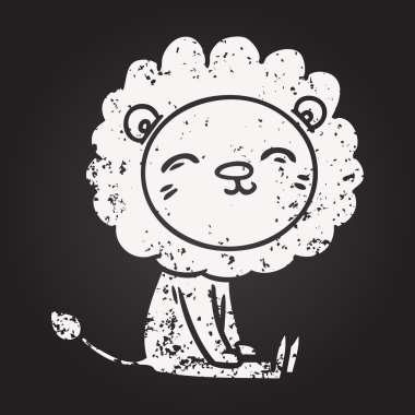 Bir insan tarafından çizilmiş kara tahta tebeşir karikatür aslanı