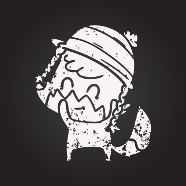 Bir insan tarafından çizilmiş kara tahta tebeşir, dost canlısı tilki.