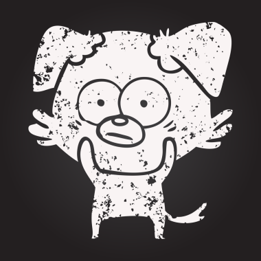 Bir insan tarafından çizilmiş tebeşir tebeşirli köpek çizgi filmi.