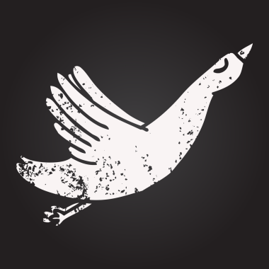 Karatahta tebeşirle bir insan tarafından çizilmiş uçan kaz çizimi.