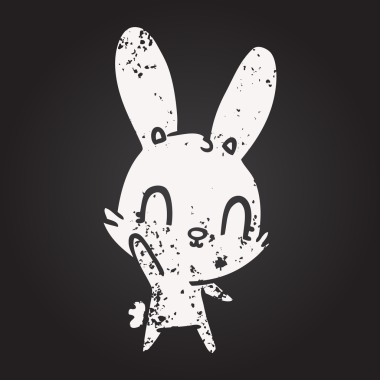 Bir insan tarafından çizilmiş kara tahta tebeşir şirin çizgi film tavşanı.