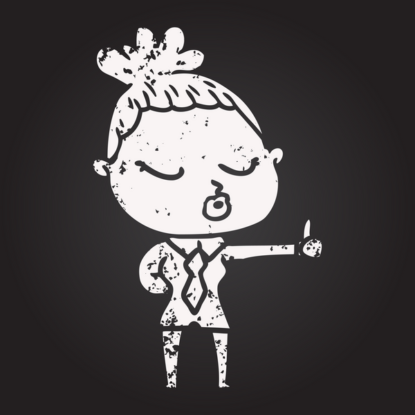 Karatahta karikatür. Bir insan tarafından çizilmiş sakin bir kadın.