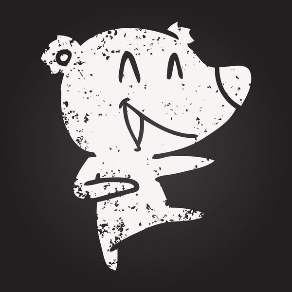 Bir insan tarafından çizilmiş kara tahta tebeşir gülen ayı çizgi filmi.