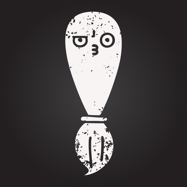 Bir insan tarafından çizilmiş bir boya fırçasının karikatürü.