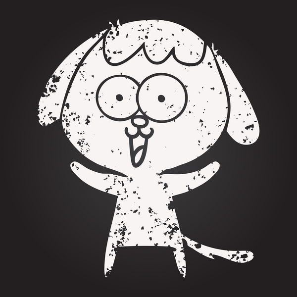 Bir insan tarafından çizilmiş kara tahta tebeşirle çizilmiş şirin bir köpek.