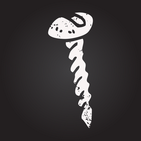 Karatahta tebeşirle insan tarafından çizilmiş metal bir vida