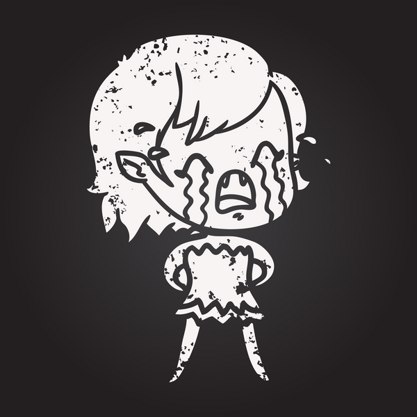 Bir insan tarafından çizilmiş ağlayan vampir kız karikatürü.