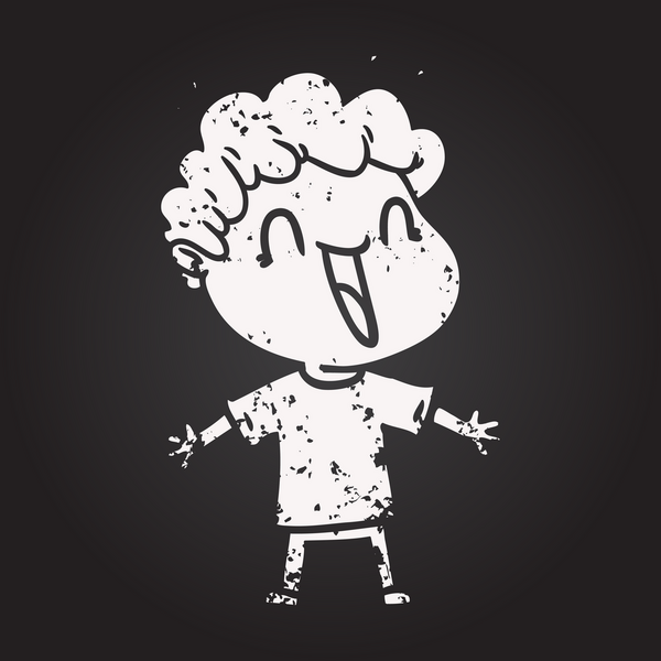 Karatahta tebeşir çizgi filmi bir insan tarafından çizilmiş mutlu adam