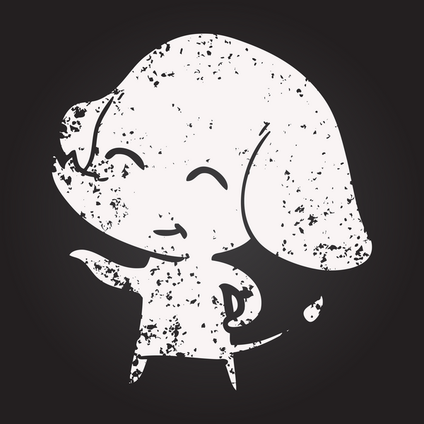 Bir insan tarafından çizilmiş kara tahta tebeşirle çizilmiş şirin bir fil.