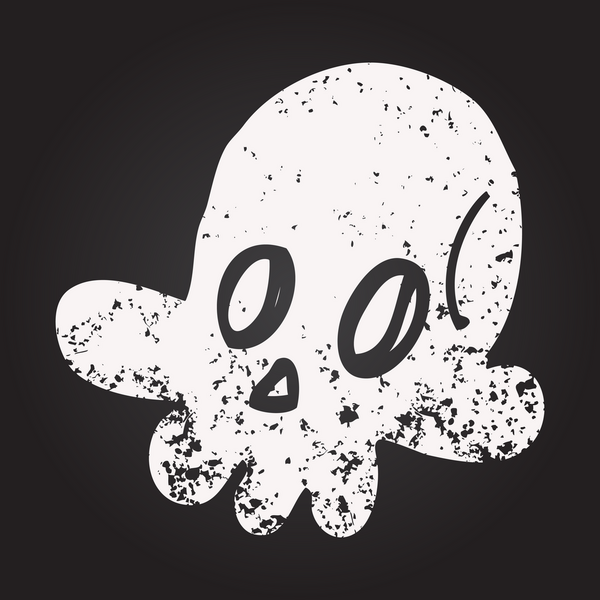 Kara tahta tebeşir bir insan tarafından çizilmiş cadılar bayramı kafatası karikatürü.