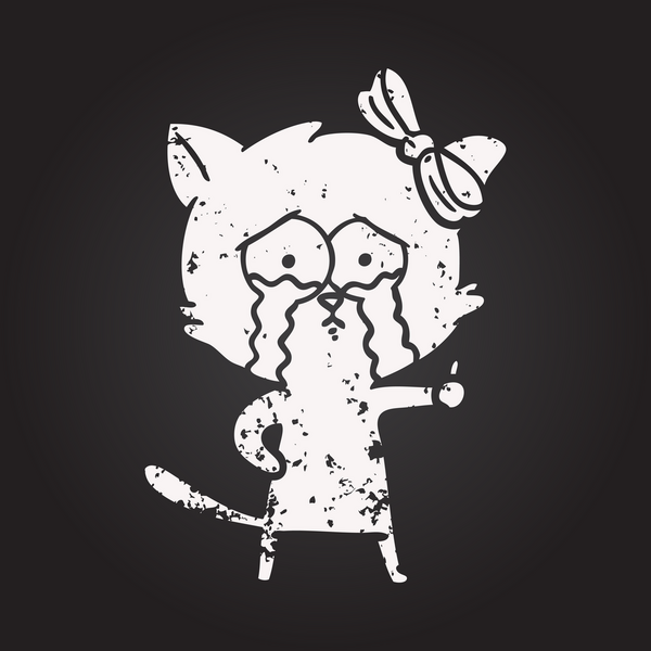 Bir insan tarafından çizilmiş kara tahta tebeşir çizgi film kedisi.