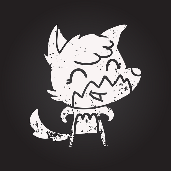 Bir insan tarafından çizilmiş karatahta tebeşirli mutlu tilki