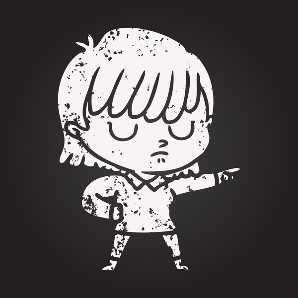 Bir insan tarafından çizilmiş kara tahta tebeşir karikatür kadın.