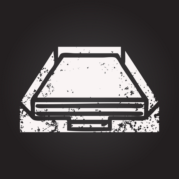 Tahta tebeşir, bir insan tarafından bir tepside çizilmiş kağıt yığınının karikatürü.