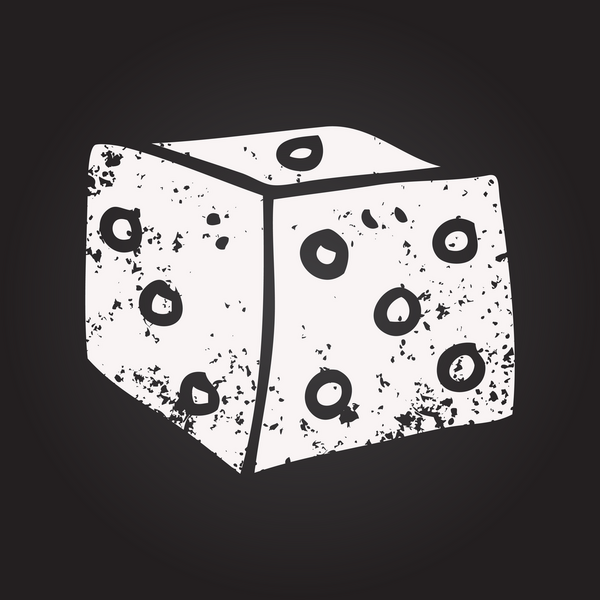 Karatahta tebeşir bir insan tarafından çizilmiş klasik zar çizimi