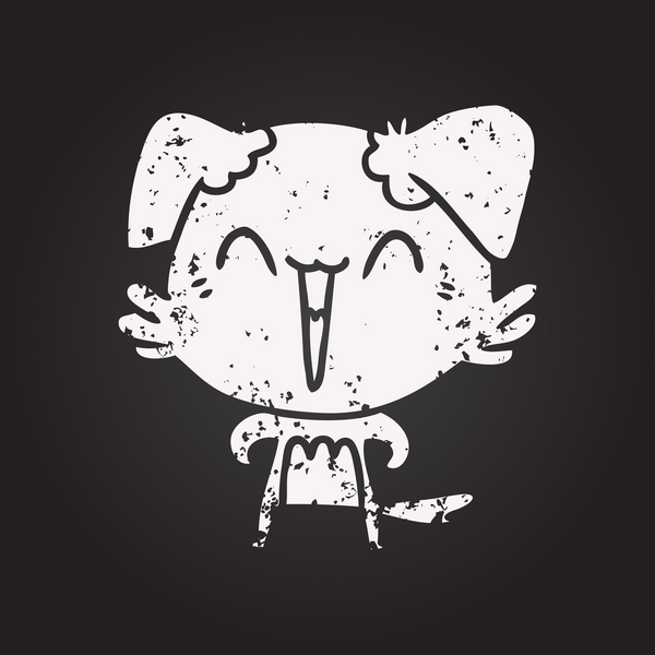 Bir insan tarafından çizilmiş küçük mutlu köpek çizgi filmi.