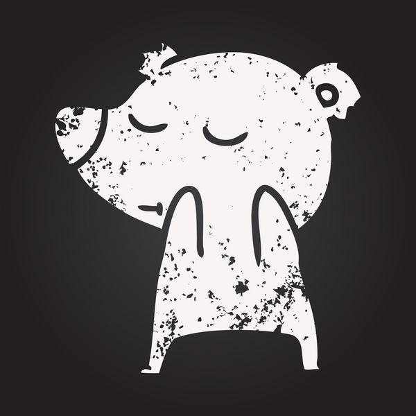 Bir insan tarafından çizilmiş kara tahta tebeşir mutlu çizgi film ayısı.