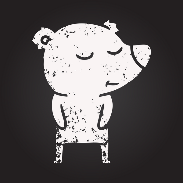 Karatahta tebeşir mutlu kutup ayısı bir insan tarafından çizilmiş.