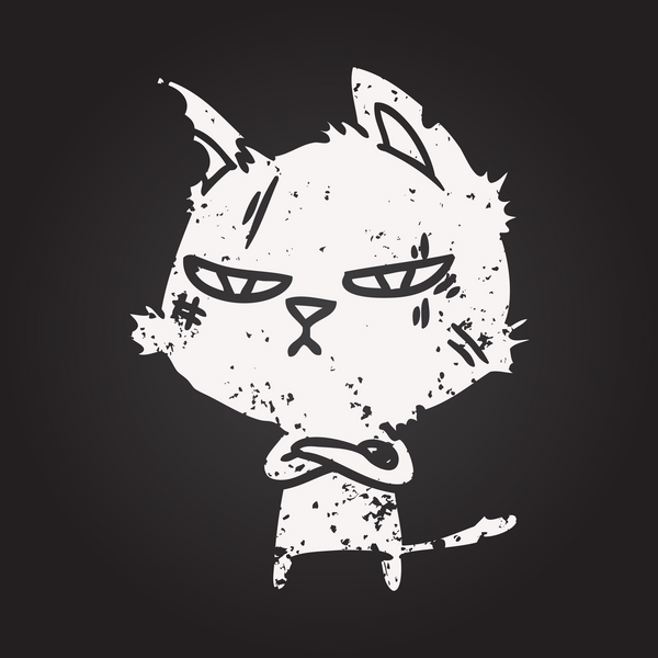 Tahta tebeşir sert çizgi film kedisi Bir insan tarafından çizilmiş