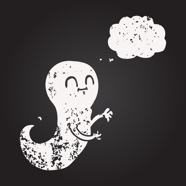 Tahta tebeşirle çizilmiş düşünce balonu karikatürü bir insan tarafından çizilmiş.