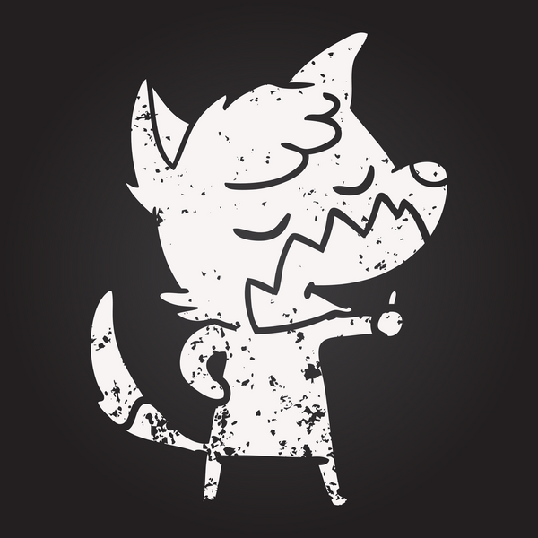 Kara tahta dostu çizgi film tilkisi bir insan tarafından çizilmiş işaret veriyor.