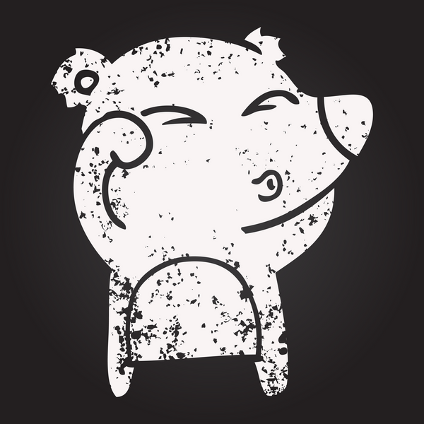 Karatahta tebeşir çizgi filmi. Yorgun ayı, insan tarafından çizilmiş gözleri.