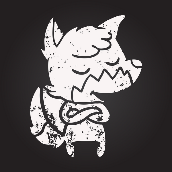 Bir insan tarafından çizilmiş kara tahta dostu çizgi film tilkisi.